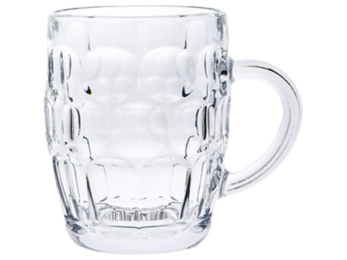 Caneca de Cerveja Clássica, Jarra de Vidro, Bar Vintage, Copo, Alça, Canelada, 255 Ml AQUAFORGE