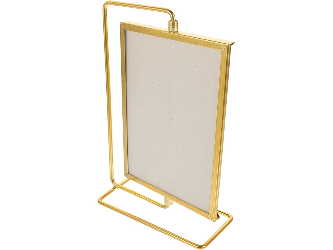 Porta Retratos Giratório Médio Metal Dourado Criativo Simples Decoração Suporte Fotos Estar Escritório GOKOCO
