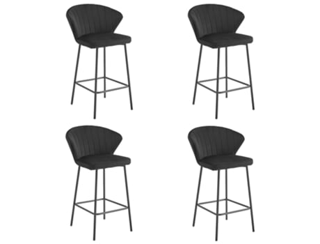 Banqueta Gatta Veludo Preto / Pernas Pretas X 4 Leobert