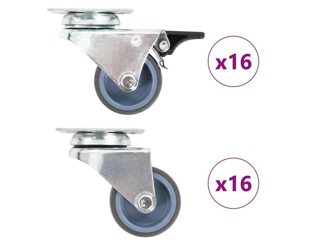 Vidaxl 32 Pcs Rodas Giratórias Duplas 50 Mm