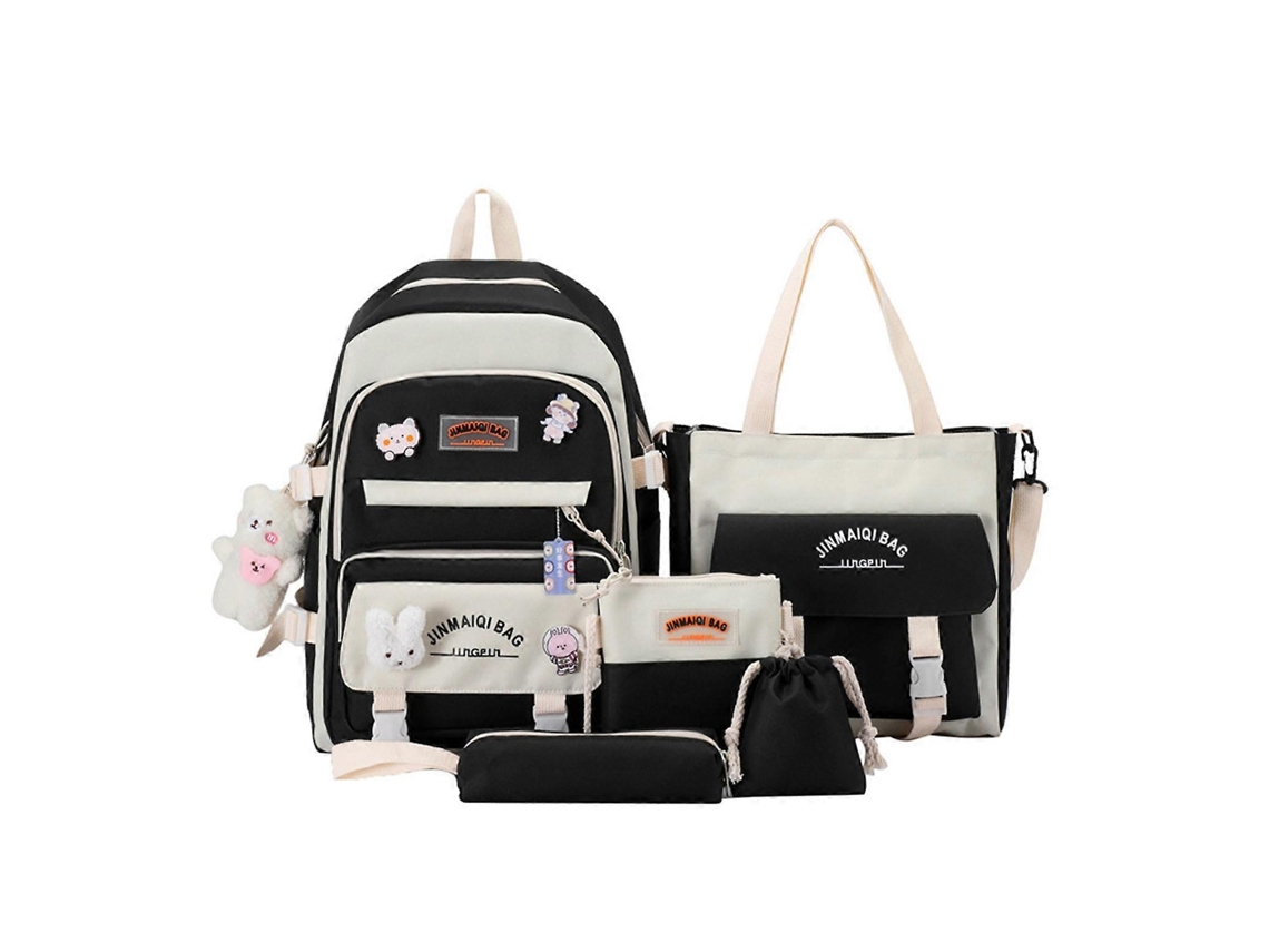 Mochila Infantil Feminina Para Escola, Conjunto Com Bolsa Escolar E Estojo Para Lápis, Ideal Para Laptops De 13,3 A 15 Polegadas, Preta