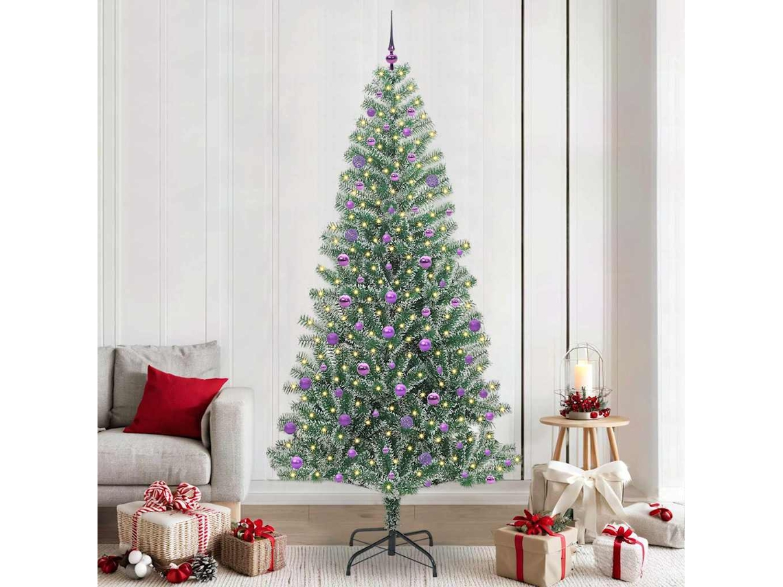 Vidaxl Árvore De Natal Artificial Coberta De Neve Com Luzes De Led