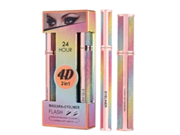 Kit De Máscara E Eyeliner De Fibra De Seda 4d: Antipisca, Alongamento, Curvatura, Lápis Líquido Para Olhos