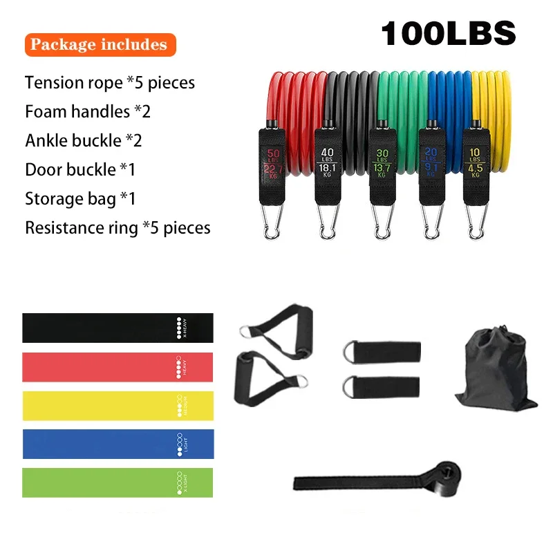 Faixa Elástica De Resistência Colorida De 45 Kg (100 Lb) Para Exercícios, Pilates E Ioga.