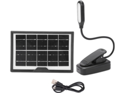 Luminária Solar Recarregável Com Clipe, Luz Branca Quente, Sem Cintilação, Design Flexível Com Haste Articulada Para