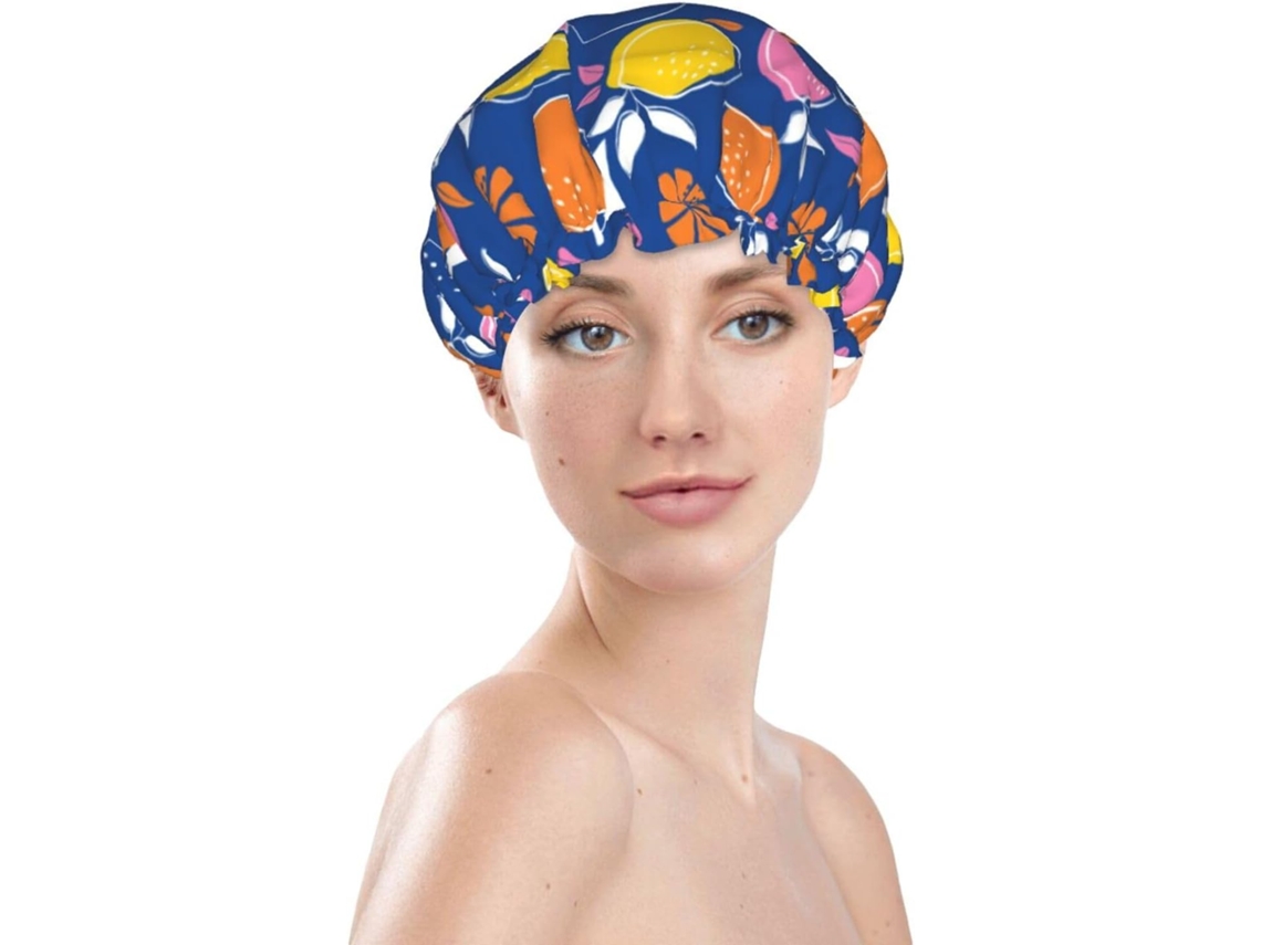 Touca De Banho Feminina, Reutilizável, Impermeável, Dupla Camada, Com Elástico, Ideal Para Cabelos Longos, Com Estampa