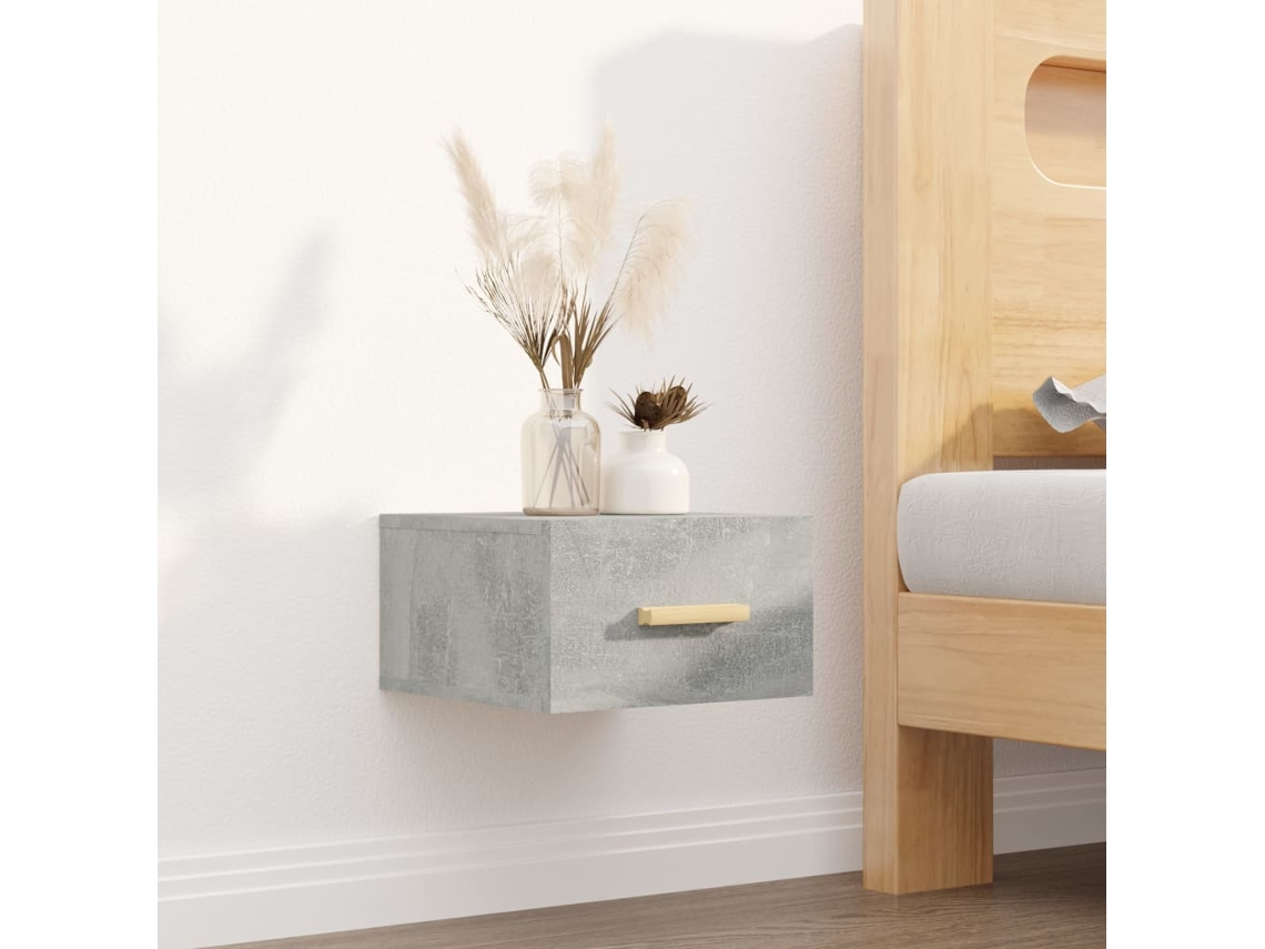 Vidaxl Mesa Cabeceira Montagem Na Parede 35x35x20 Cm Cinzento Cimento