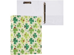 Pasta de 3 Argolas para Papel Tamanho Carta , Trevo São Patrício, Organizador Redondas com Pra (27,9 X 21,6 Cm)