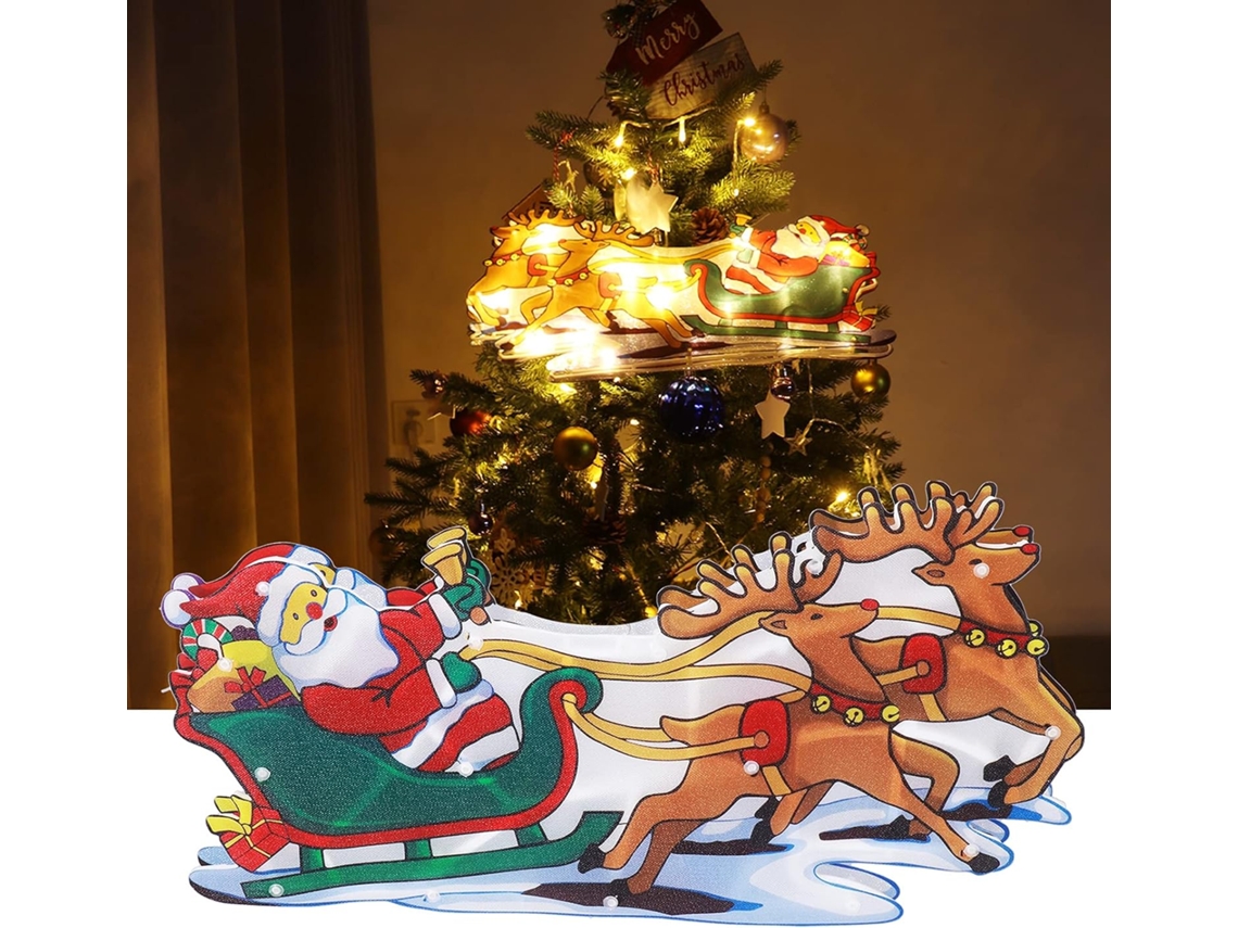 Luminária De Natal De Led Com Papai Noel, Alimentada Por Bateria, Para Pendurar Na Janela Com Ventos Gokoco