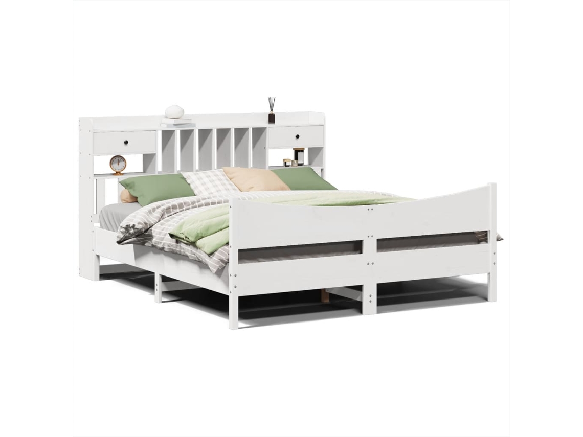 Cama Sem Colchão 180x200 cm Madeira de Pinho Maciça Branco MAISON EXCLUSIVE