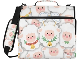 Pasta organizadora com estampa de desenho animado, 3 argolas de 1, 5 bolsos, altura para ombro e mão, com várias opções de bolsas.