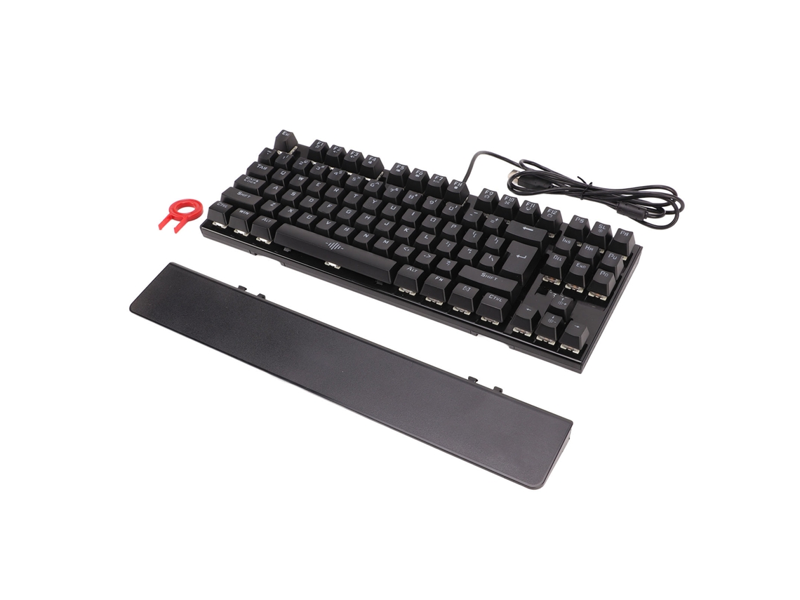 Teclado Mecânico Com Switch Azul 87 Teclas Rgb Ergonomico Com Apoio De Pulso Para Jogos E Casa