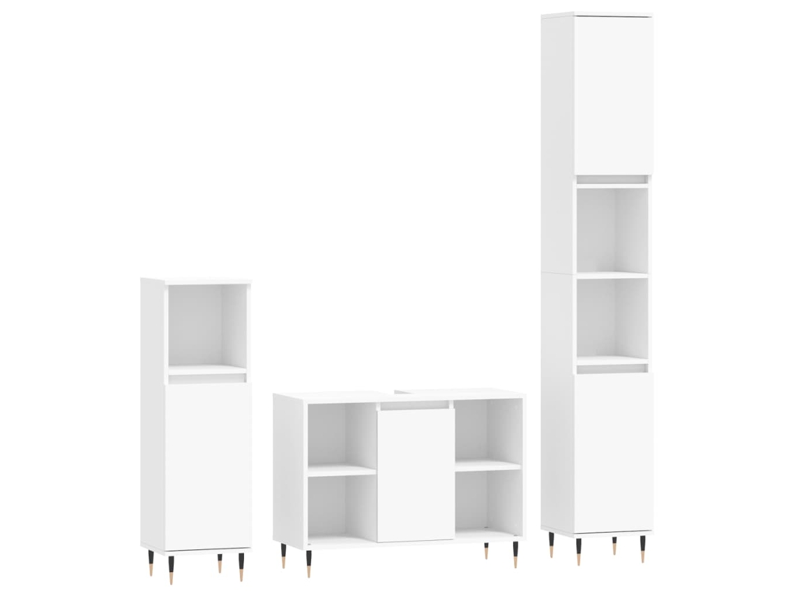 3 Pcs Móveis Casa de Banho Madeira Branco MAISON EXCLUSIVE