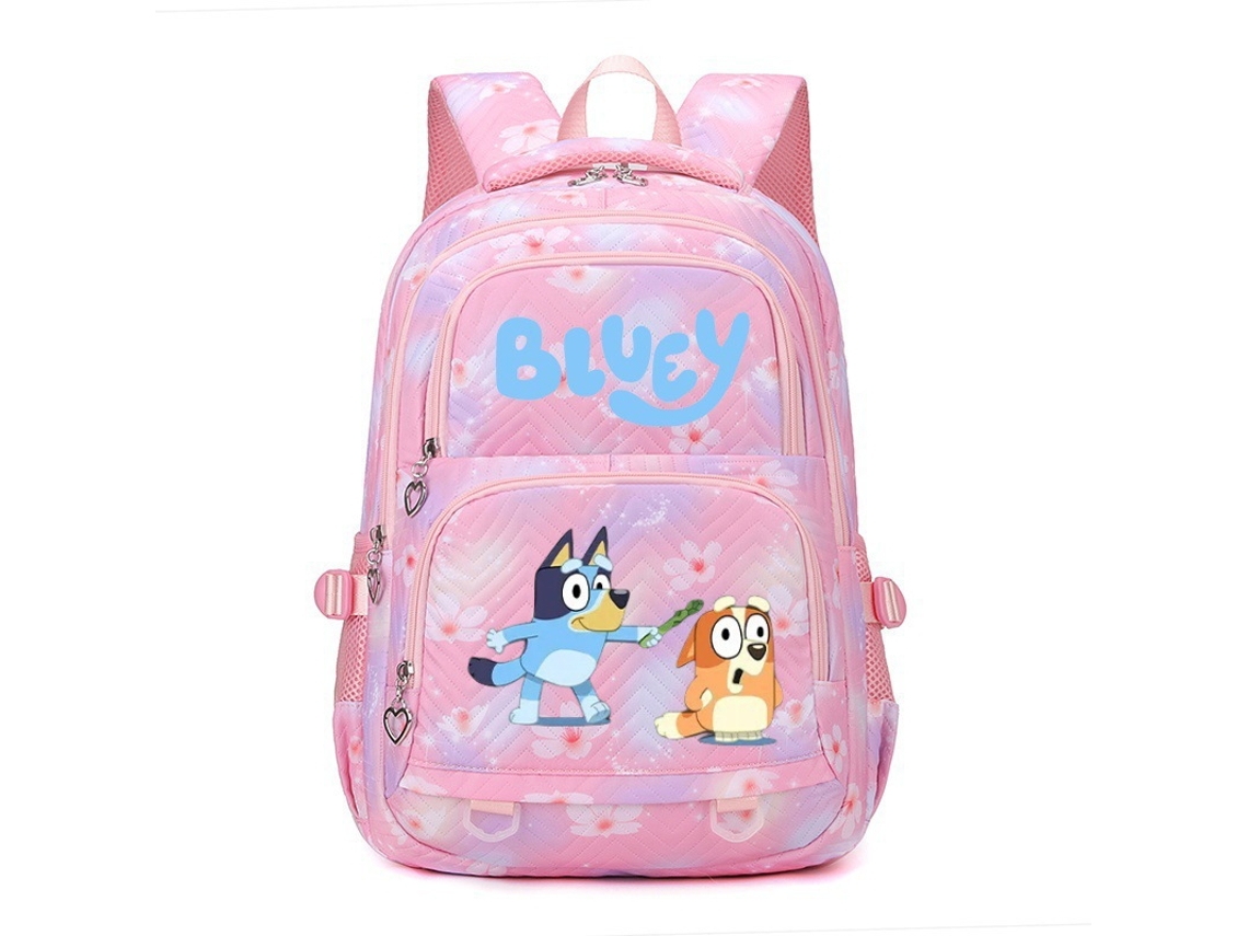 Mochila Escolar Para Meninas Com Estampado De Personagens E Flores Em Tons De Rosa, Em Nylon De Grande Capacidade, Modelo 2