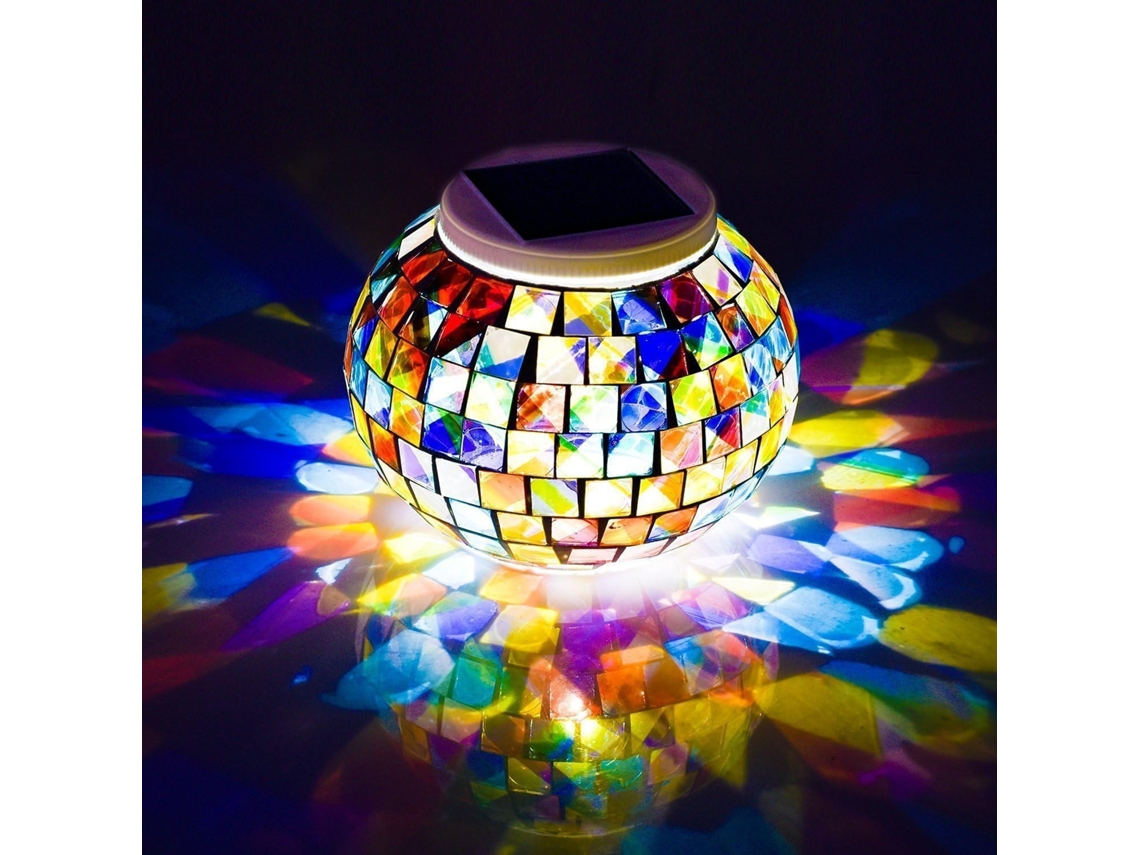 MEOIRUERY Luz Solar De Vidro Mosaico Para Jardim, Lâmpada De Mesa Impermeável Com Cores Variadas, Recarregável Para Decoração Externa