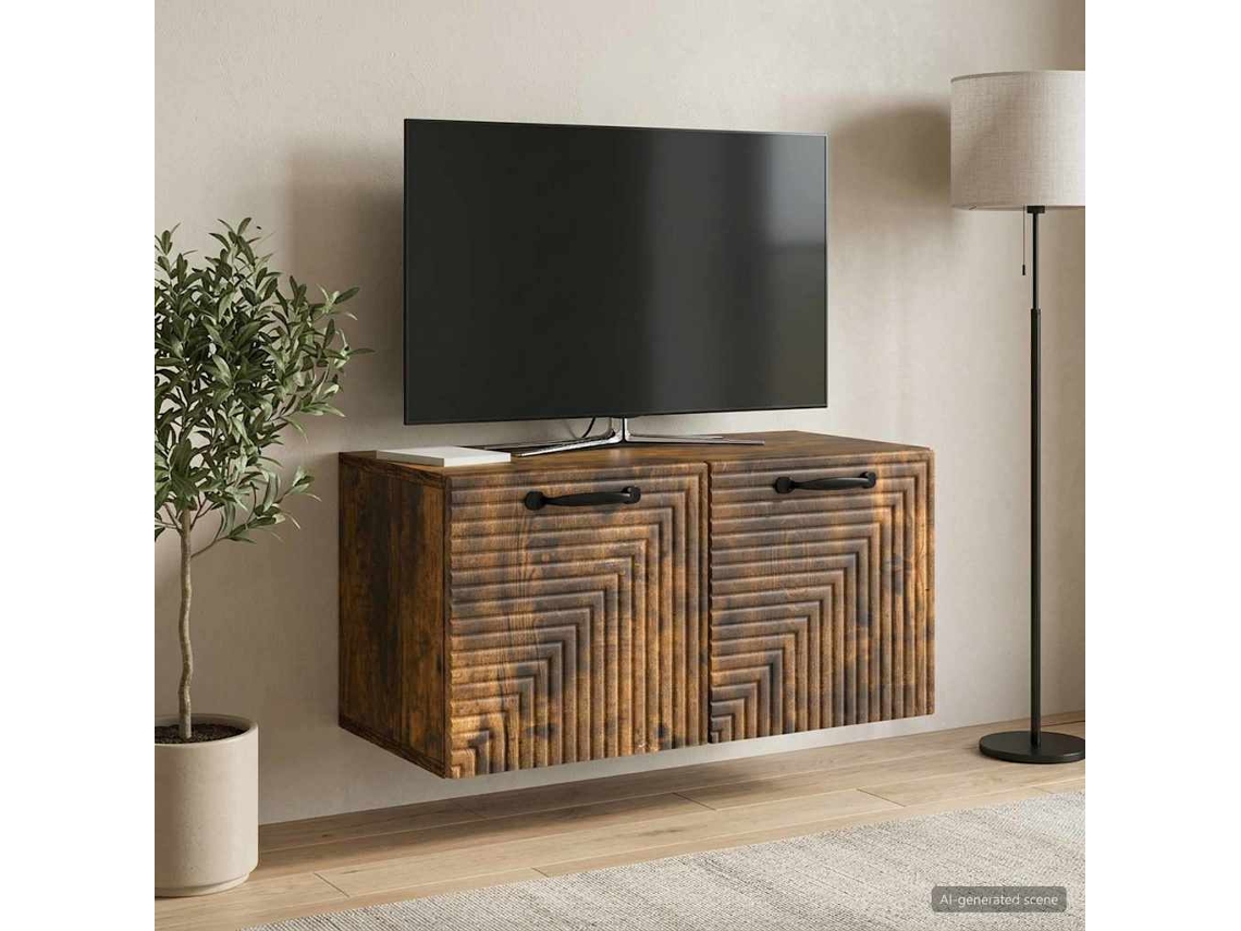 Vidaxl Gabinete de Tv de Parede Carvalho Fumado 59,5 X 31 X 30 Cm