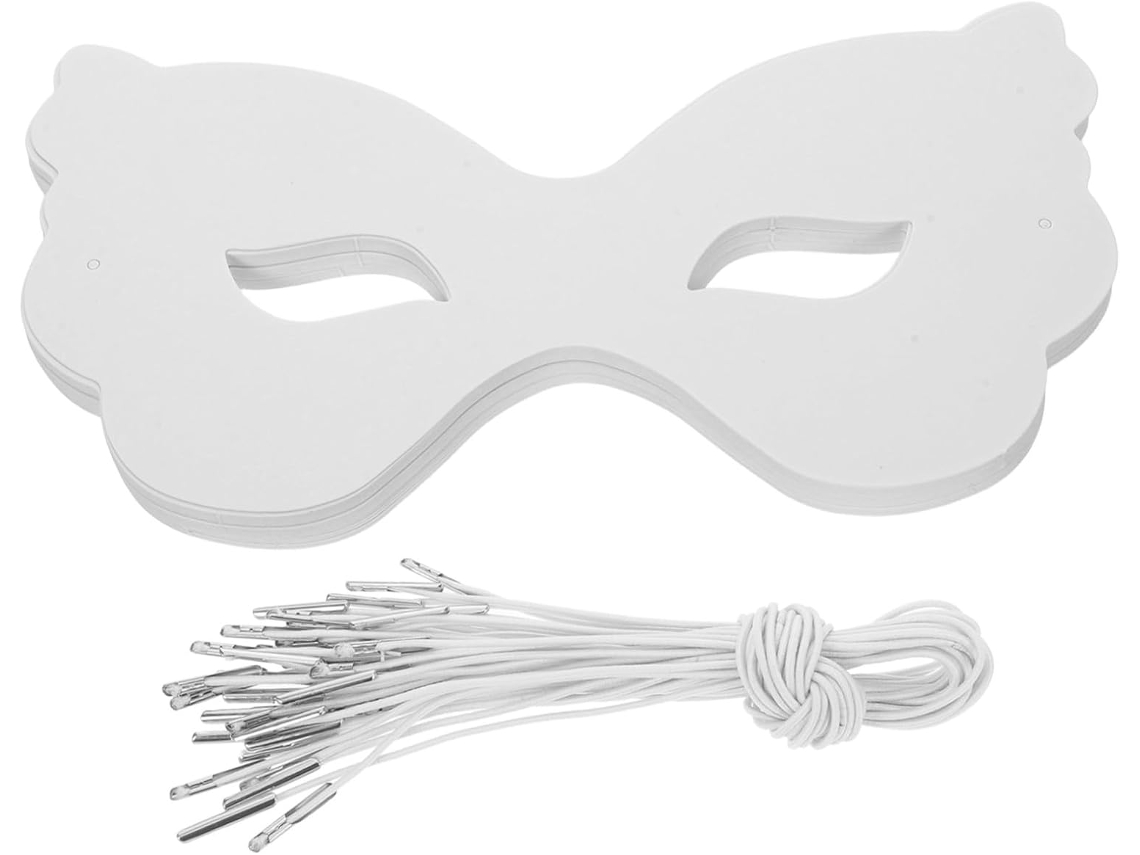 Conjunto De 40 Máscaras De Papel Branco Feitas À Mão Para Festas À Fantasia - Máscaras Brancas Para Fazer