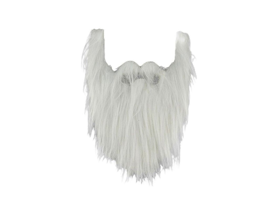Barba Falsa Larga Peluda Para Disfraces Navideños Cosplay Fiesta Accesorio Teatral Blanco 1