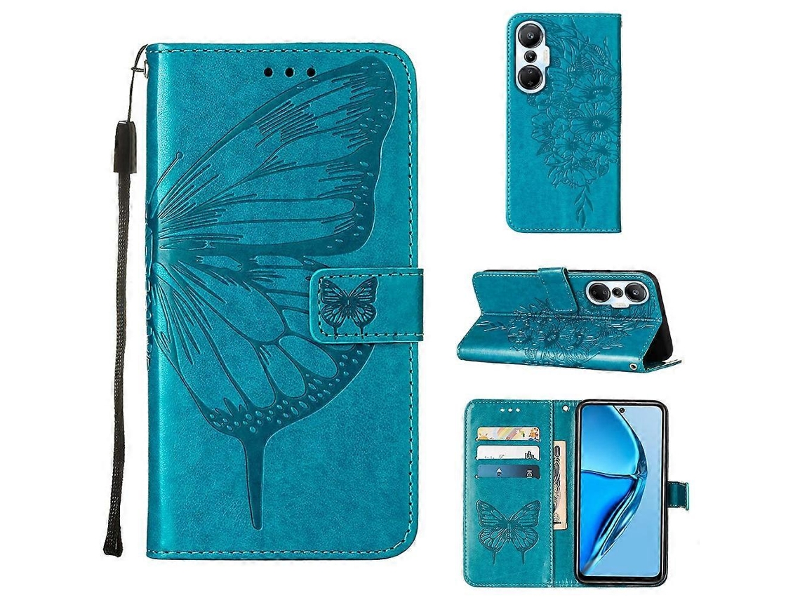 Capa De Couro Flip Com Estampa De Borboleta Em Relevo Para Infinix Hot 20s / 20 Pro X6827