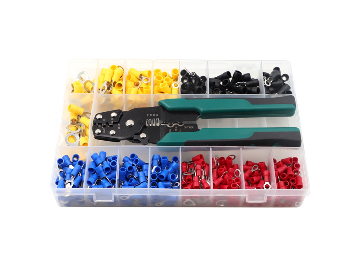 Kit de ferramentas de crimpagem com alicate de crimpagem, 520 peças, cortador de extremidades de cabos e conjunto para cabos de 0,75 a 6 mm².