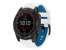 Bracelete Para Garmin (26mm) - Silicone - Fivela De Parafuso - Liberação Rápida - Duas Cores Branco E Azul