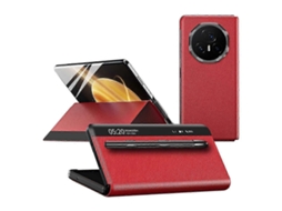 Capa Para Honor Magic V3 5g Com Janela De Visualização, Feita Em Couro Pu E Com Caneta Stylus