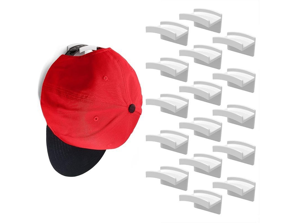 Ganchos Autoadhesivos Para Sombreros Com Design Minimalista Sem Furar, Resistentes E Multifuncionais Para Parede 16 Peças Branco