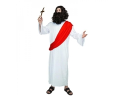 2026 traje de Jesus para Homens, Fantasia Bíblica Adulta com Túnica e Faixa Vermelha para Festa de Fantasias