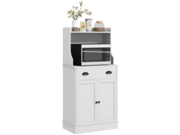 Armário Para Micro-ondas Com Espaço Aberto, 1 Gaveta E 2 Portas, 61x35x125,4cm, Branco