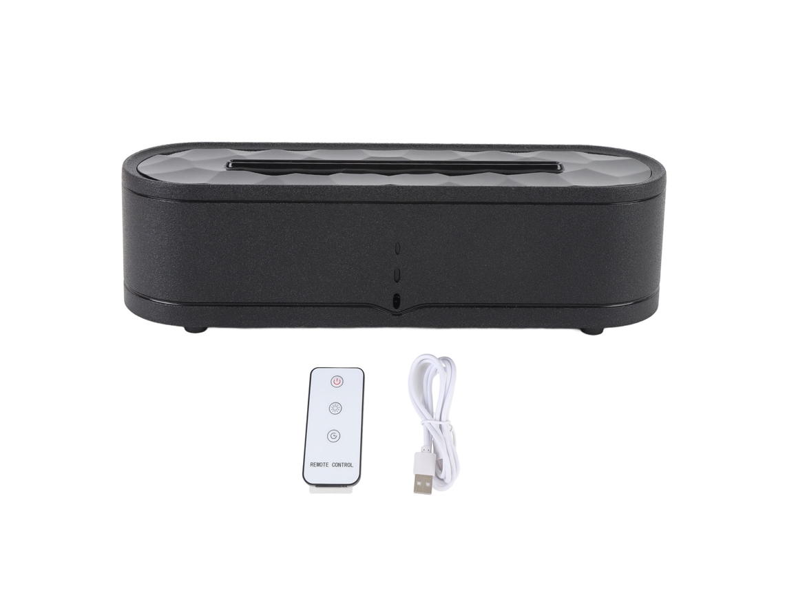 Difusor de Chama com Controle Remoto Silencioso Usb com Umidificador e Óleos Essenciais Preto
