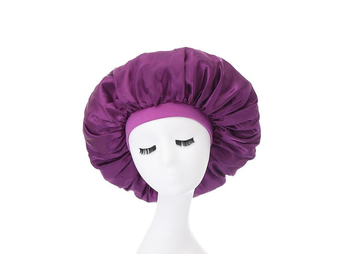 2026 gorra de Satin Elástico Impermeável com Borda Larga para Dormir Tamanho Extra Grande 1 Peça (roxo)
