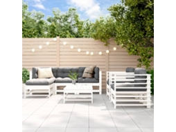 Conjunto Lounge Jardim Pinho Maciço Branco 7 Pcs Dkd Home Decor