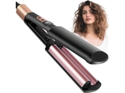 Rizador eléctrico de cerámica con 2 cilindros, ondas playeras de 20 mm, 5 ajustes de temperatura, apto para cabello largo - aquaforge