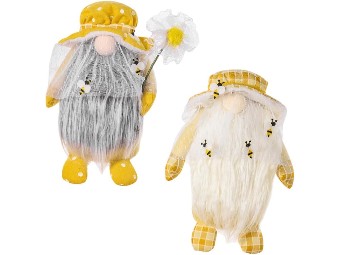 2 Enfeites Decorativos, Figuras Festivas, Gnomos E Abelhas Adoráveis, Decorações Compactas E De Mesa Para Festas.