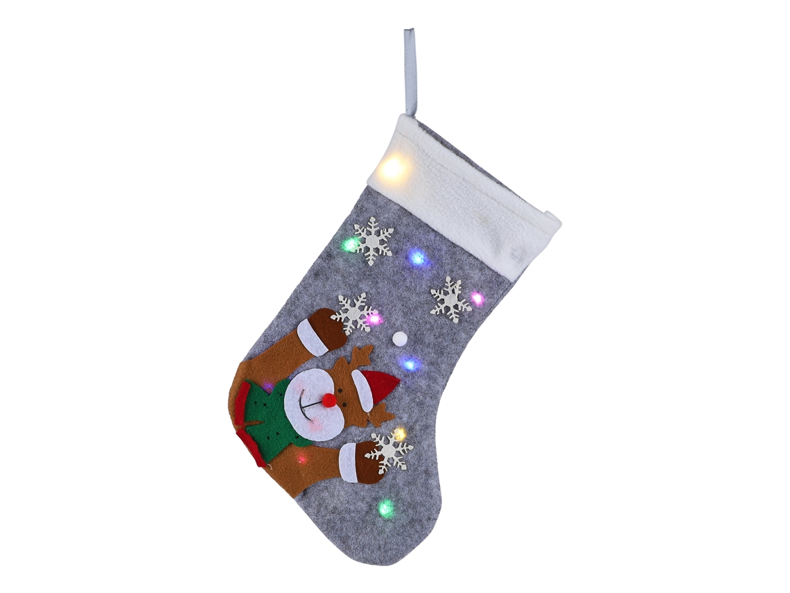 Bolsa Presente Meia Natal Com Luz 3 Pilhas Incluídas