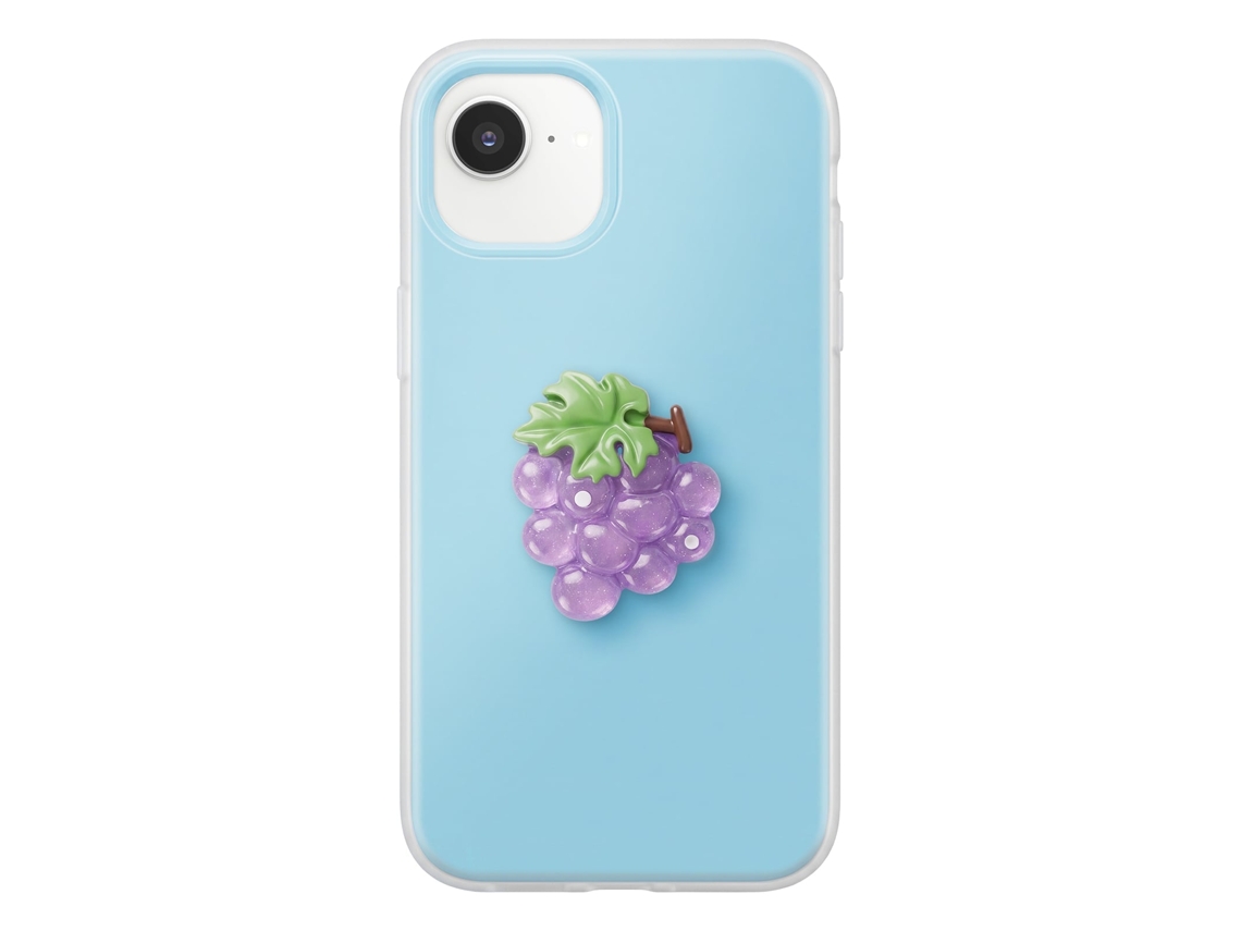 Capa Para Iphone 17e Com Motivo De Uva Em Relevo 3d E Borda Elevada