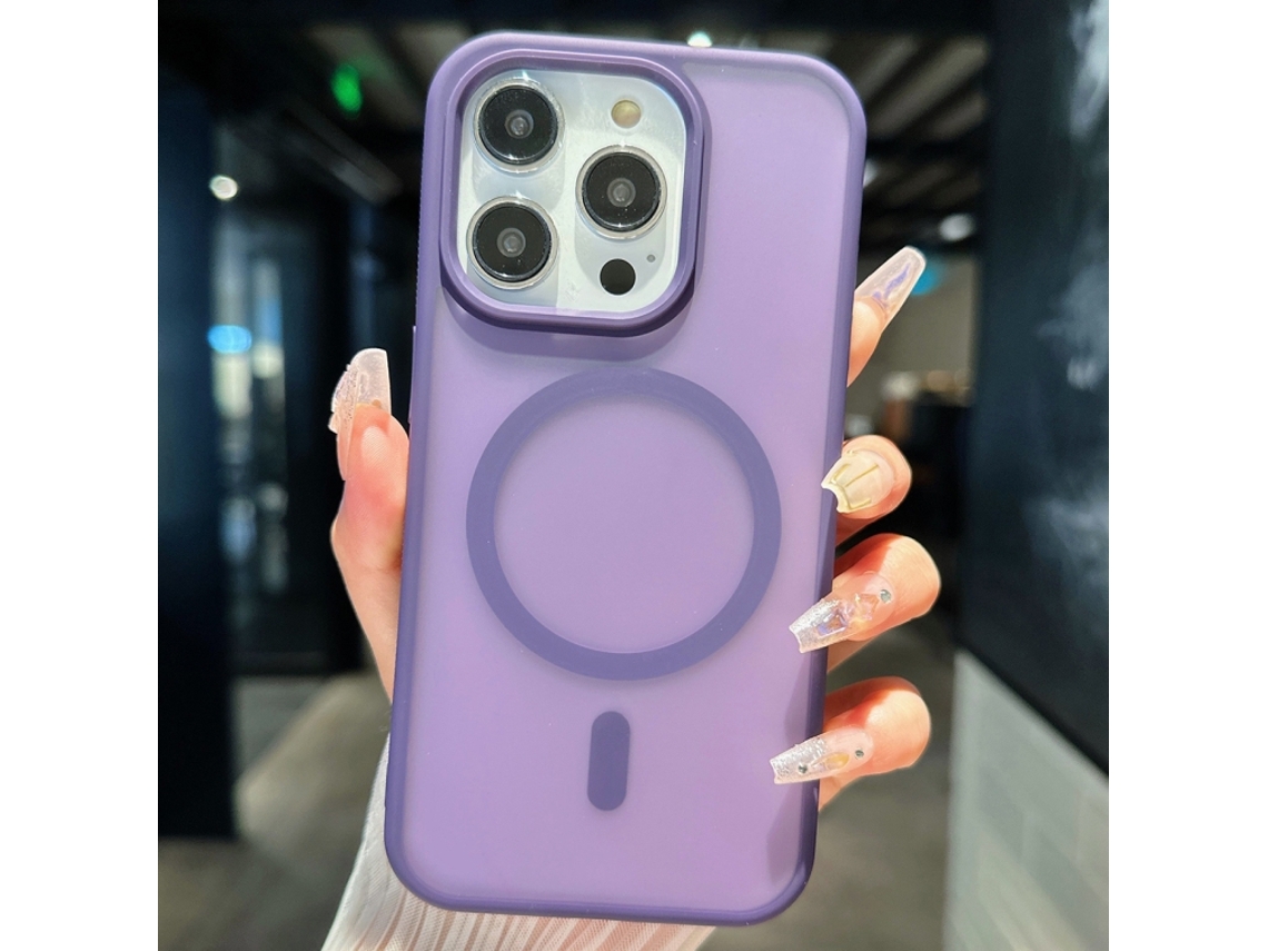 Capa Transparente Híbrida Para Iphone 14 Pro - Tpu E Pc Com Magsafe - Roxa