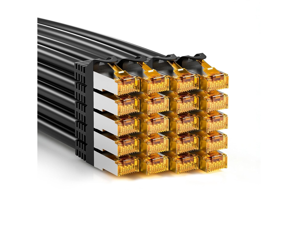 Cat 7 Patch Cable 0.5m (20 Pack), Short Lan Cable (10gbps, S/ftp Shielded Pimf, Copper) Compatible With Cat7 Cat6a Cat6 Patch Pane