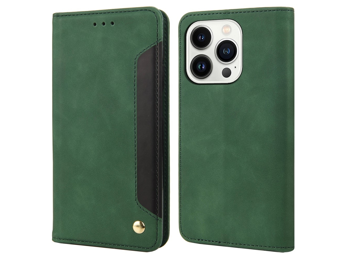 Capa Em Couro Pu À Prova De Choque Para Apple Iphone 16 Pro - Verde