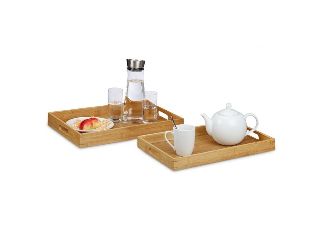 Lurelia Bandeja De Bambu Natural 2 Peças Para Café Da Manhã