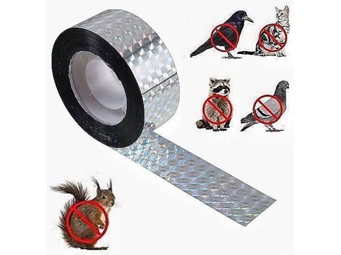 Repelente Pássaro, Espantalho Pássaro, Espantalho Pássaro para áreas externas, fita refletiva, para varandas, antibombos, prata, 2,4 cm x 5 m