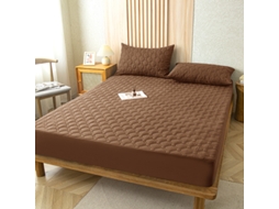 Protetor De Colchão Impermeável Czhhmart( Fitted Sheet) 150cmx200cm (com Par De Fronhas) Marrom