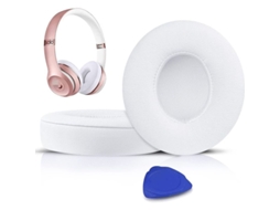 2026 capa de Ouvido Solowit para Fones Beats Solo 2 e Solo 3 Wireless, Couro de Proteína Macia (branco)