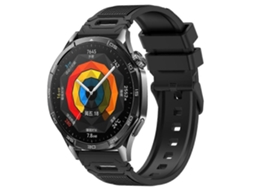 Pulseira De Silicone Preta Com Fivela E Padrão Vertical Para Huawei Watch 22mm