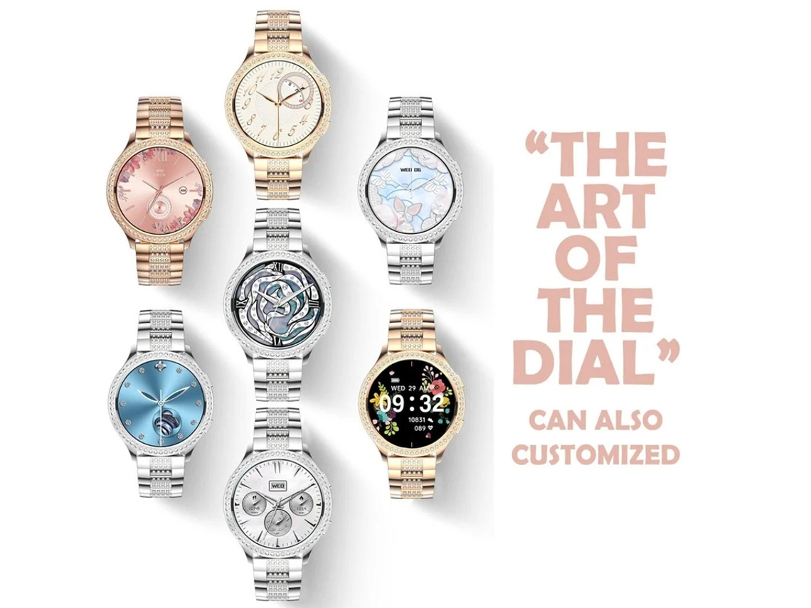 Smartwatch Feminino Compatível Com Android E Ios, Faz E Recebe Chamadas, Com Monitor De Frequência Cardíaca E Pressão Arterial 100 Modos Yizhood