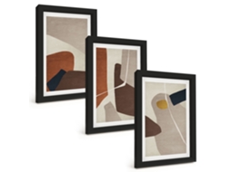 Composição De Quadros Na Paredepintura Boho Abstrata Moldura Preta Quadros Para A Sala De Estar Espelharte (3 Peças 20x30 Cm)