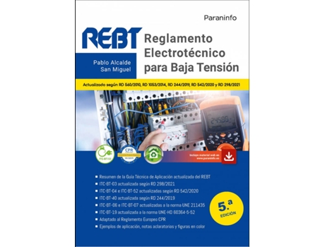 Livro Reglamento Electrotécnico Para Baja Tensión 5.ª Edición de Pablo Alcalde San Miguel (Espanhol)