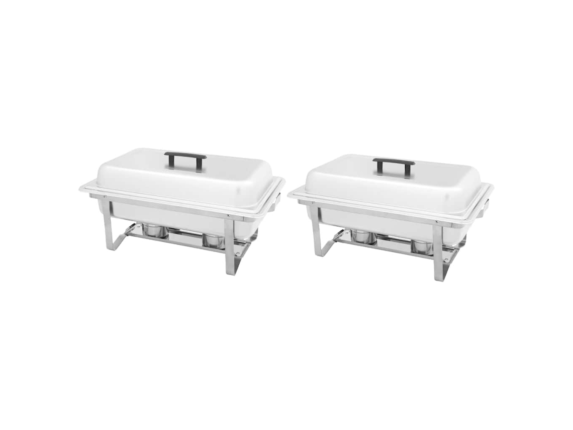 Vidaxl Conjunto De Rechauds 2 Pcs Aço Inoxidável