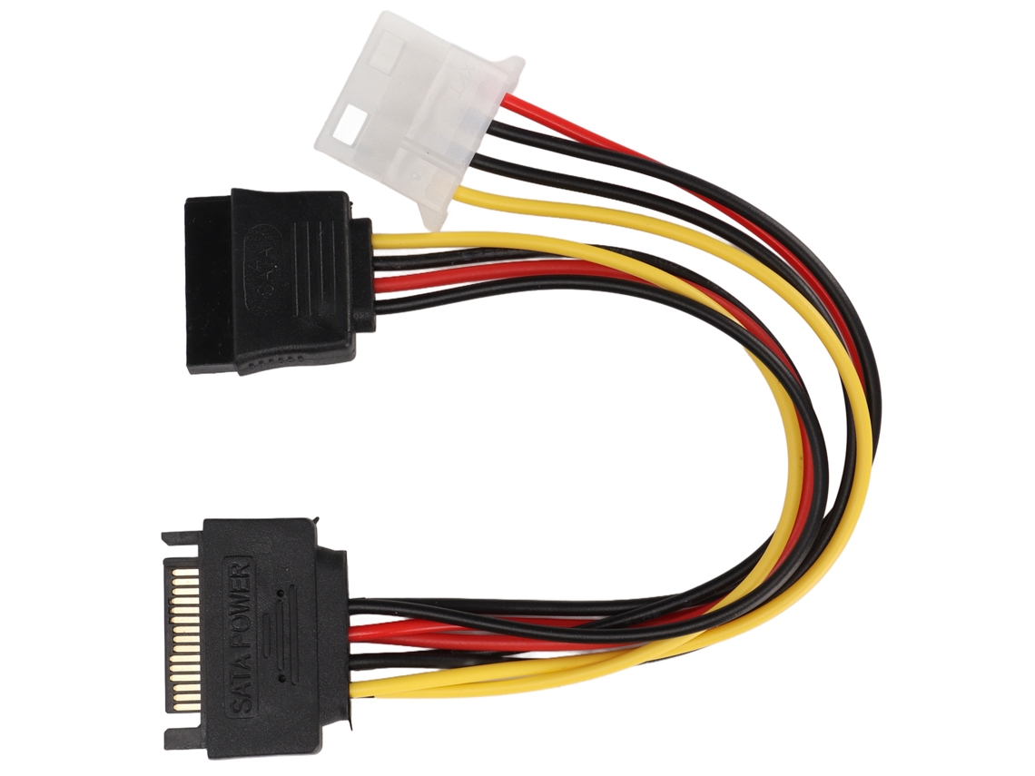 Aetheria 2pcs Cabos Sata 18cm 15pin Macho para Molex 4pin Fêmea e Extensão para Gabinete de Computador