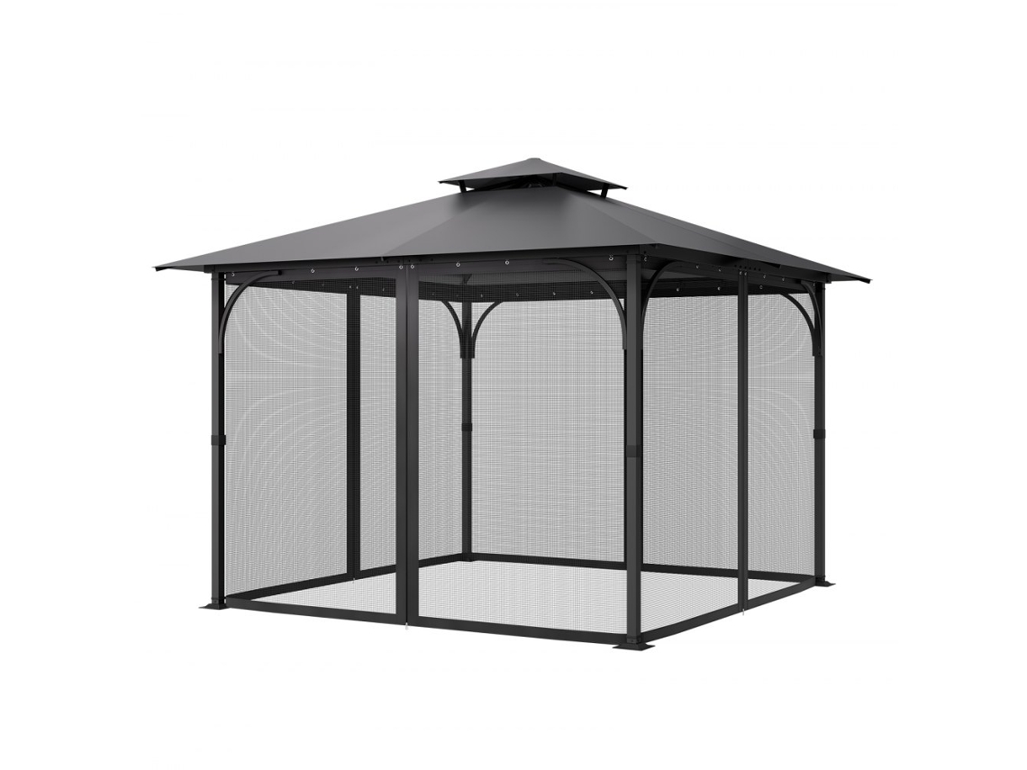 Rede Mosquiteira Preta Para Pavilhão 275x275cm Com Panos Zíper Tekmaquinas